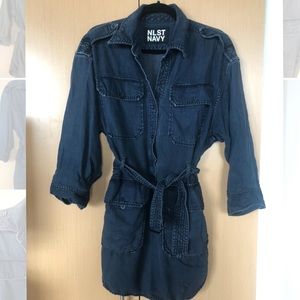 NLST navy blue button up short dress